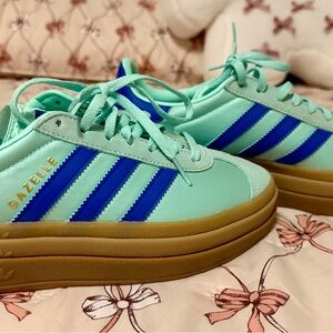 Adidas Gazelle Bold platform Mint Green and Blue sneaker